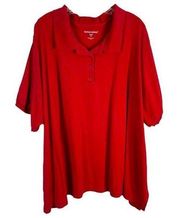 Woman Within Plus Size 4X 34W 36W Top Polo Shirt Red Short Sleeve Collar 116