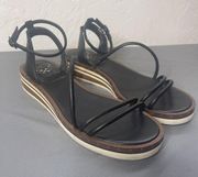 Vince Camuto Ravensal Black Wedge Strappy Sandals Size 9.5
