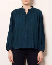 Apiece Apart Bravo Pintuck Blouse Sea Storm Size 10