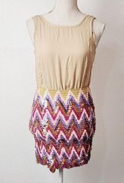 WOW Couture Pastel Chevron Sequin Dress Sleeveless Size: S