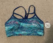 Blue Patterned Sports Bra