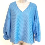 🆕 Favlux poof sleeve v neck pullover balloon long sleeve blouse top textured