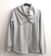 Hem & Thread Chic Cowl Neck Heather Gray Sweatshirt Jacket Size Medium