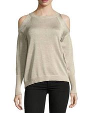 Ramy Brook Tasha Cold-Shoulder Gold Metallic Sweater