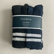 8-Pairs Club Room Black & Navy Crew Socks, Cushioned Size 10-13 New w/Tag