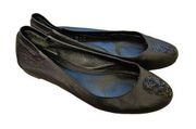 Alexander Mcqueen Black Leather Skull Flats Women's Size 38 Sequins Slip on Shoe