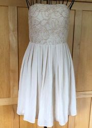 ALYTHEA off white cream strapless fit and flare Dress size S