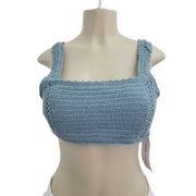 Hula Honey Womens Large Bohemian Crochet Knit Lightly Padded Bikini Top New NEW