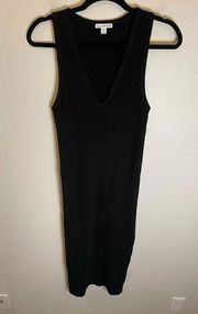 James Perse | Black Sleeveless Ribbed Tank Midi Dress Size 1 (Small) Minimalist