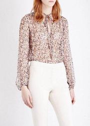 Theory  Bernetta Floral Silk Blouse Top Shirt Flora Chiffon Multi