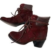 Cage Boots in Wine Leather Suede Size 8