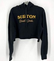 Burton Durable Goods Pullover Hoodie cropped black sweatshirt large raw hem