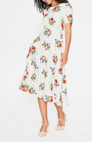 Boden Ruth Midi Dress Ivory Blooming Bouquet