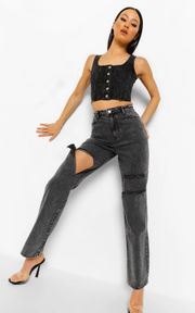 Black Distressed Boyfriend Jeans