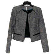 Willow & Clay Womens Open Front Blazer Jacket Cropped Tweed Work Wear Size XS