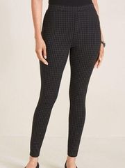 CHICO'S 1R Houndstooth Ponte Leggings Gray Black Pull On Elastic US 8 Regular