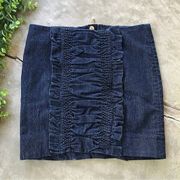 Leifsdottir Anthropologie Denim Jean Ruffle Zip Mini Skirt Blue Size 6