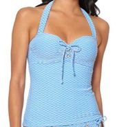 Jessica Simpson Stripe Halter Tankini Swim Top