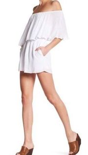 Alvia Off-the-Shoulder Romper White