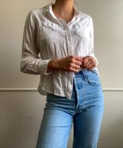 MOSSIMO | White Button Up Soft Long Sleeve Top