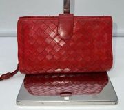 Bottega Veneta Intrecciato Red Wallet