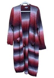 Joseph A Womens Size XL Multicolor Ombre Open Front Wool Blend Cardigan Duster
