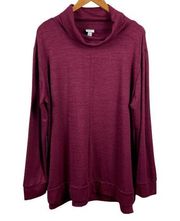 A New Day Tunic Sweater XXL Turtleneck Wine Long Sleeve Lightweight‎ Knit