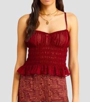 Nordstrom Burgundy Sheer Cropped Top Large D