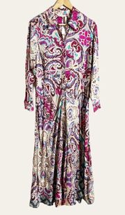 Soft Surroundings Palermo Soho Metallic Pink Boho Maxi Dress in Festoon Fuchsia