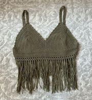 Crochet Knit Fringe Bralette