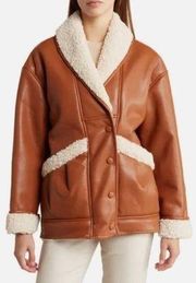 BLANKNYC Faux Shearling & Faux Leather Jacket in Rainmaker Size X-Small NWT