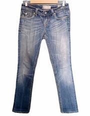 Mek Denim Easter Island Back Flap Jean Medium Wash Straight Leg Women’s Size 28