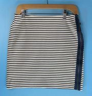 Madewell 1937 Women's Blue & White Stripe Side Zip Mini Bodycon Skirt Size S