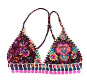 Xhilaration | Burgundy/Pink Multi Boho Floral Print Bikini Top