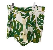 NWT Joie Palm Leaf Shorts XL Linen Blend Woven Tropical Vacation Hawaiian Beach