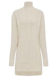 REISS MARTHA CABLE KNIT HIGH NECK JUMPER CREAM SMALL