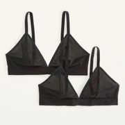 (2) NWT Old Navy V-Neck Mesh Adjustable Strap Bralette Top Black New Size Medium