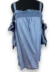 Blank NYC Denim Dress Off Shoulder Sleeve Cuffs