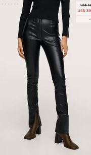 Leather-effect Leggings with Split Hems