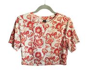 SheIn  Red & White Paisley Cropped Top