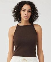 Outdoor Voices Cozy Rib Tank Top Java Brown XXS NWT