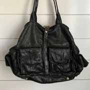 Botkier black leather vintage looking shoulder bag