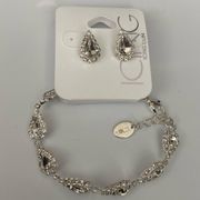 Silver earring and bracelet set.