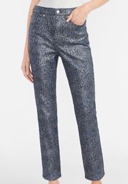 Blue Super High Waisted Metallic Dark Wash Slim Jeans Size 2 NWT!