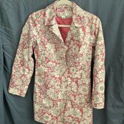 Ann Taylor LOFT pink/white Floral Trench Coat- button front size 4P