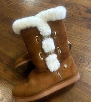 JUICY COUTURE FAUX FUR BOOTS Shoes Size 10 Chestnut Tan Sherpa