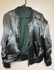 NWOT Free People Movement Green Satin Bomber Jacket