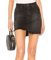 One Teaspoon 2020 Black Swan Denim Mini Skirt Size 25 NWT Raw Cutoff Hem Stretch