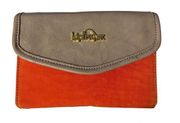 Orange / Tan Nylon Small Crossbody Wallet and Clutch