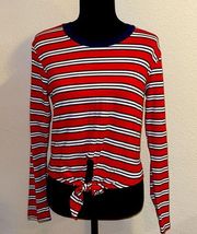 Red, White, & Navy Blue Striped Long Sleeve